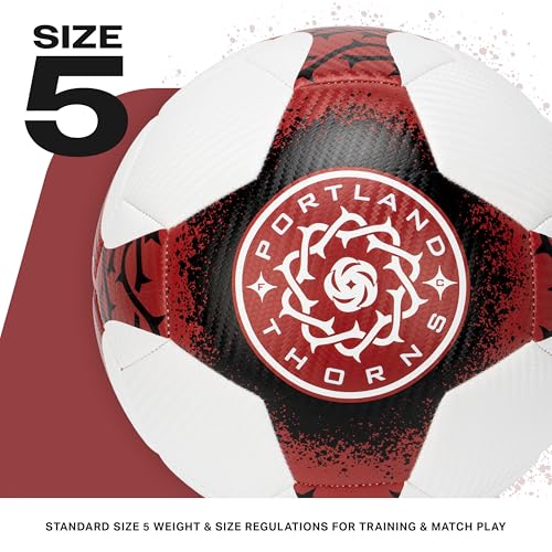 Portland Thorns FC NWSL Soccer Ball - Official Size 5 with Foam Cushioning & Pump