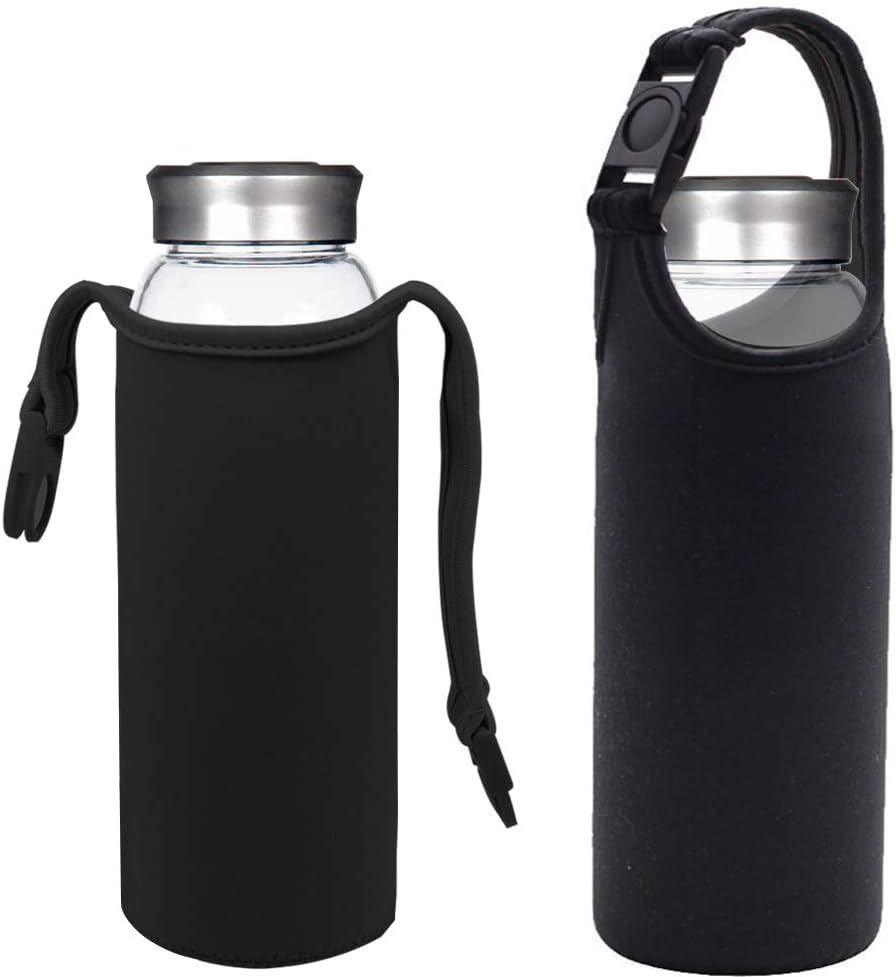 4 Pack,DanziX Neoprene Sleeve Bottle Cup Carrier Pouch,Fit for All 16oz-21oz Portable Sport Water Bottle-Black,Blue, Pink,Purple