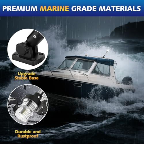 QLOOASEA 12 Inch Marine Stern Light Waterproof LED Navigation Boat Light - White, IP67, 3NM USCG Compliant