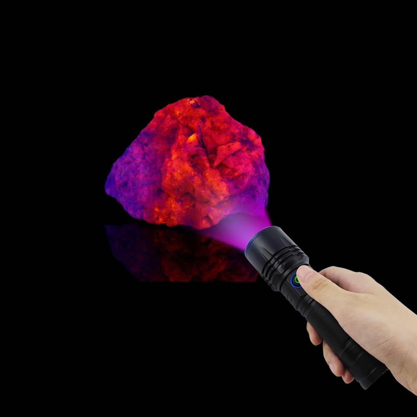 I0DO Uv Flashlight for Rocks and Minerals,Crystals Stones,Agates,Gemstones,Gems,Uranium Glass,Jade Appraisal Light High Power Short Wave/Long Wave 365nm (365 Nm Uv Flashlight)
