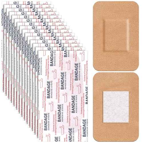 Marsui 60 Pcs Large Adhesive Bandages 2 x 3 Inch Wound Care Supplies Fabric Adhesive Strip Patch Waterproof Fabric Flexible Bandage Wrap Gauze Pads for Skin Care and Protect Wounds