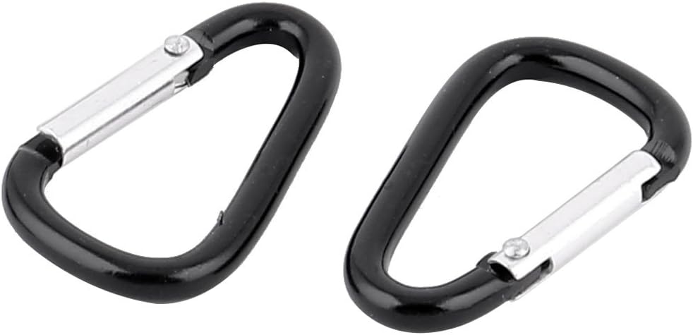 uxcell Aluminum D Shaped Carabiner Keychain Clip, Spring Clip Hook Holder Key Ring Carabiner Clips Backpack Quick Release Buckle for Camping Fishing Hiking Boating, Black 10pcs