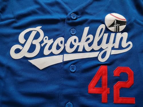 Youth Black Legend Baseball Jersey #42 Stitched Boys Sports Uniform Blue Medium