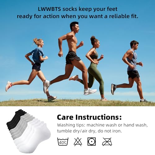 Women's Ankle Running Socks 6 Pairs - No Show Athletic Socks White/Black/Gray 9-11