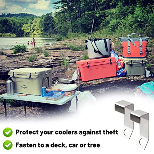 Cooler Lock Bracket, 2 Pack, Compatible with Yeti/RTIC Coolers, Tie Down Kit Made of Premium Stainless Steel
