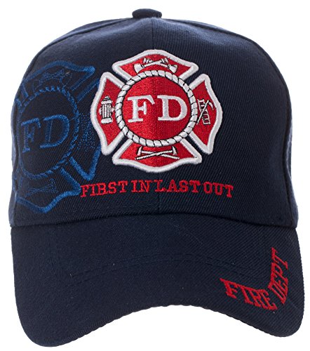 First in Last Out Firefighter Cap - Embroidered Fire Department Hat - Blue, One Size