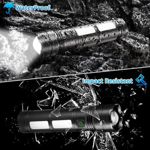 KYEKIO Large Size & High Powered Flashlight, 7200mAh Flashlights High Lumens, Super Bright Flashlight, Rechargeable Flashlights LED, Adjustable Tactical Flash Light, Waterproof Flash Light for Home