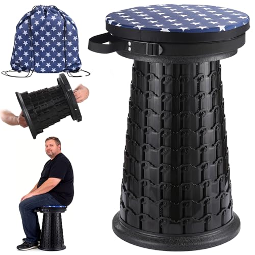 XXL Collapsible Stool with Cushion 21x13 Inches Portable Folding Seat for Adults 1000lbs - Variation of XXL Stool & Cushion & Bag