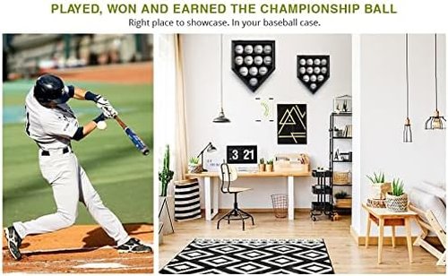 DisplayGifts Baseball Display Case Frame Shadow Box Wall Cabinet Holder to Hold 30 Balls, with Lockable Anti Fade UV Protection Acrylic Door for Homerun and Autograph Balls, Black Frame
