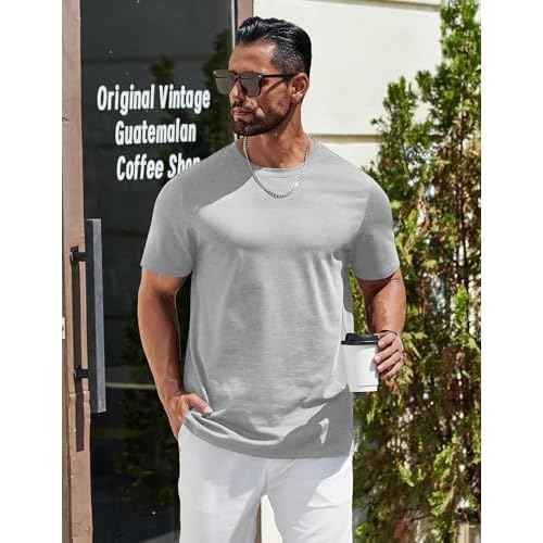 COOFANDY Mens T-Shirts 100% Cotton Premium Short Sleeve Shirt Crew Neck Basic Tshirt