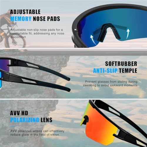 AVV Baseball Sunglasses - Polarized UV400 Cycling Glasses Men Women & Youth, Running Sunglasses for Sports Fishing & Bike