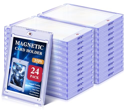 Magnetic Card Holders 24 Pack for Standard 2.5 x 3.5-Inch Trading Cards