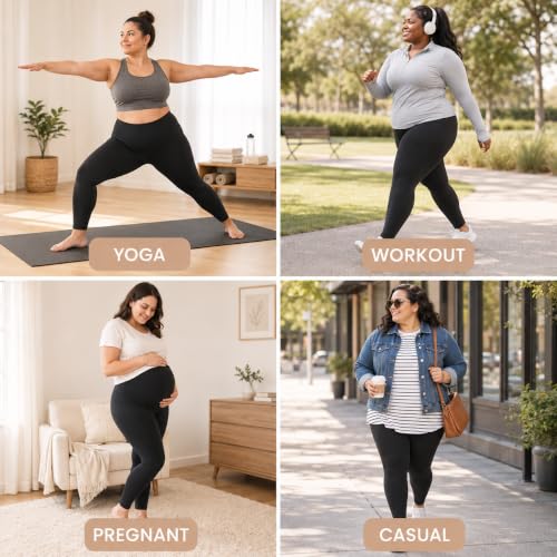 Plus Size High-Waisted Stretchy Leggings for Women 26 Inch 4X-Large Black