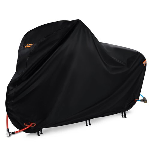Bike Cover Waterproof Outdoor Bicycle Covers with Lock Holes & 3 Buckles 420D Heavy Duty Ripstop Material Anti UV Snow Wind Proof for Mountain Road City Electric Bikes Up to 68 inch