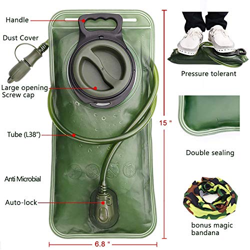 Hydration Bladder, 1.5-2-3L Water Bladder for Hiking Backpack, BPA-Free Leak Proof Water Reservoir Storage Bag, Water Pouch Hydration Pack for Camping Cycling Running