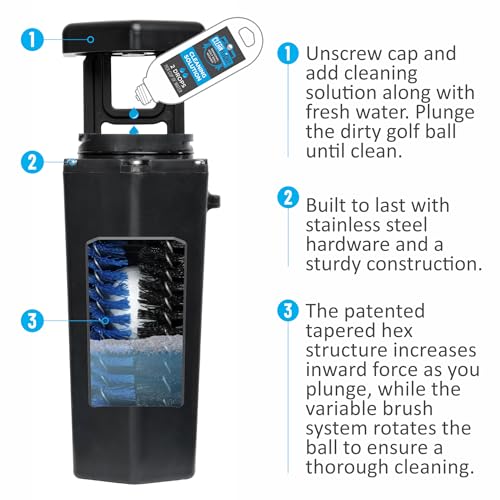 Golf Ball Washer Portable Cleaner with Towel - Black - Golf Accessories Gift