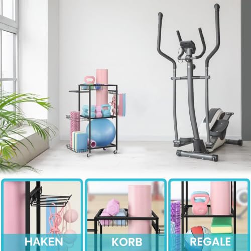 Yoga Mat Storage Rack with Dumbbell & Equipment Organizer - Black