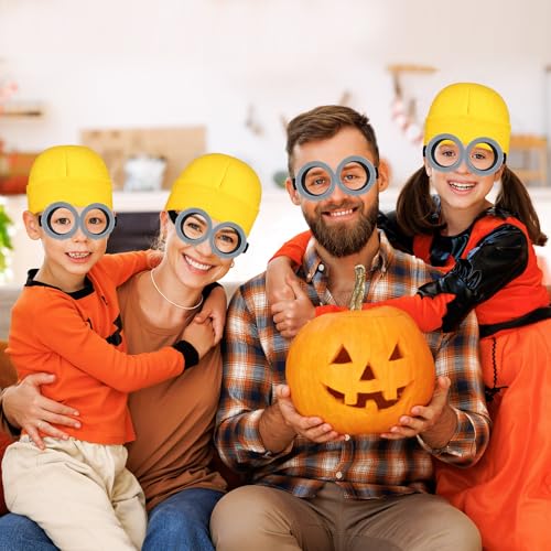 MEEZY Yellow Cosplay Costume Accessories Adult, Yellow Beanie Goggles Gloves for Adults Men Women Halloween Costumes