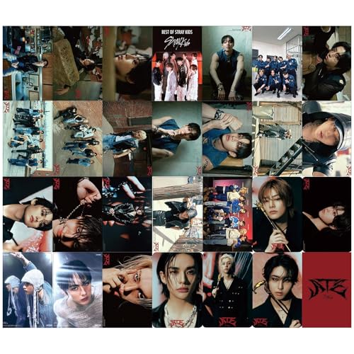 KPOP Stray Kids ATE Album Photocards Set - 55 Non-Repeatable KPOP Photo Cards for Fans, Gift for Boys and Girls, Red