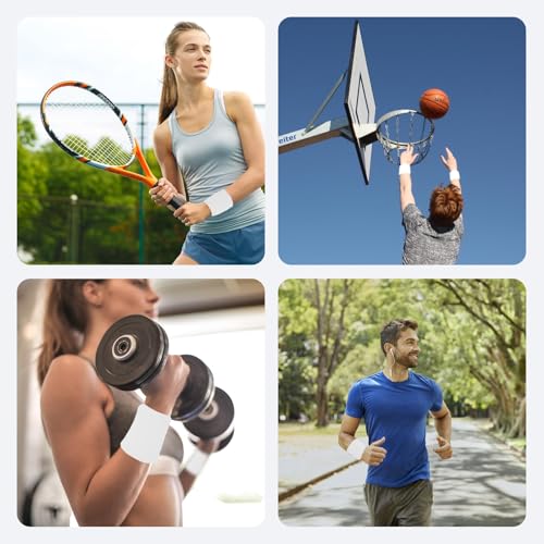 White 12 PCS Sports Wristbands Sweat Absorbent for Basketball Tennis Running