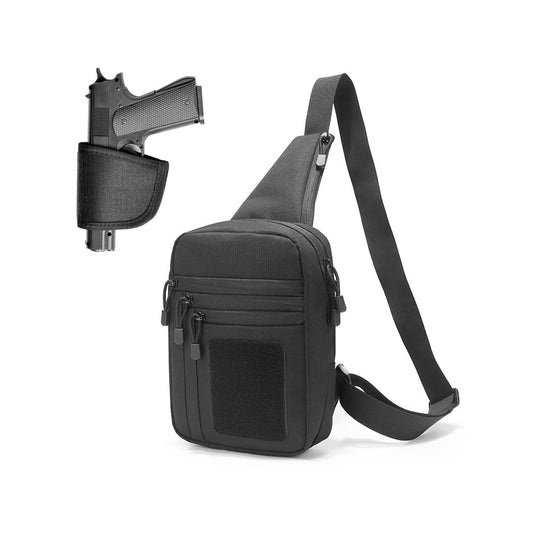 FLWVOG Concealed Carry Crossbody Bag for Men, Ccw Sling Bag EDC Carry Bag Shoulder Chest Pack Gun Bags for Handguns. (Black)