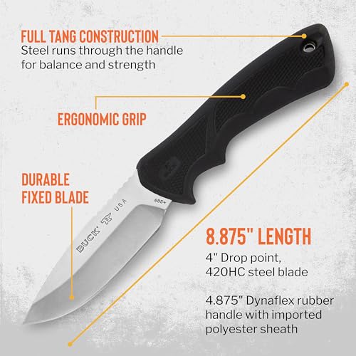 Large BuckLite Max II Hunting Knife - 4 Inch Blade, Full Tang, USA Made
