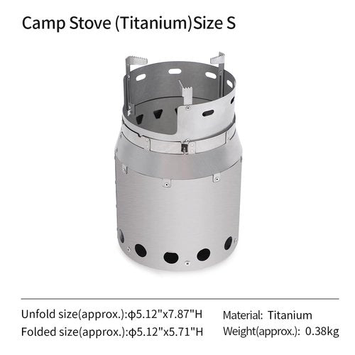 Soomloom Titanium Camp Stove S Secondary Combustion Fire Pit SOLO Ultralight Folding Firewood Stove Round Portable Heater Tent Cooking BBQ Open Fire Camping Outdoor Warmer Multipurpose, metal