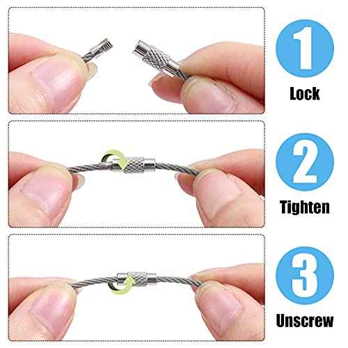Shimeyao Wire Keychain Cable Metal Wire Cable Key Ring 6" Stainless Steel Loop Luggage Tag for Outdoor Hiking Items Hanging