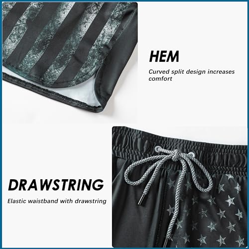 FT FENTENG Mens Swim Trunks with Compression Liner 5.5" Board Shorts with Zipper Pockets 2 in 1 Quick Dry Bathing Suits