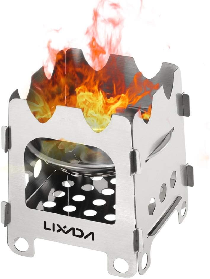 Portable Stainless Steel Wood Burning Camping Stove - Lightweight Folding Backpacking Grill for Hiking, BBQ, and Outdoor Adventures
