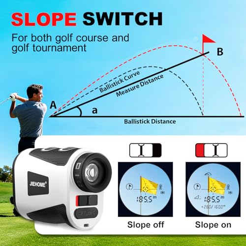 Golf Rangefinder with Slope, Magnetic, 1200 Yards - White