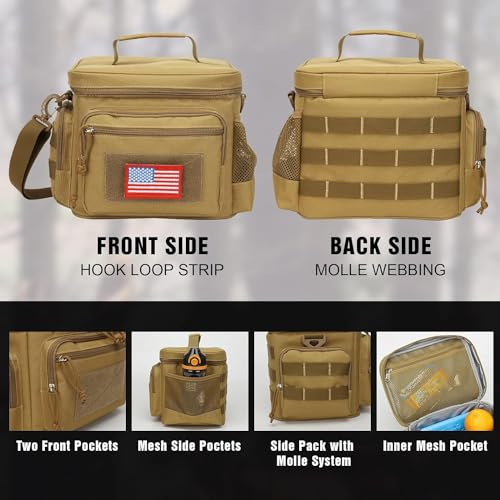 Brown Medium Insulated Tactical Lunch Box 12L Leakproof Cooler Bag for Men