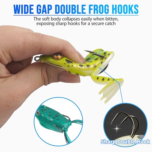4/0 Double Fishing Hooks - 35pcs Frog Fly Tying Hooks, 3X Strong, Sharp, Open Shank, High Carbon Steel, Barbed, Saltwater & Freshwater