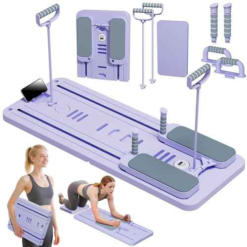 Pilates Reformer Set, ESBANY Pilates Board with Phone Holder, Multi-Purpose Foldable Pilates Reformer Machine, Portable Home Pilates Slider Board Equipment for Home Workout, Fitness, Exercise, Abs