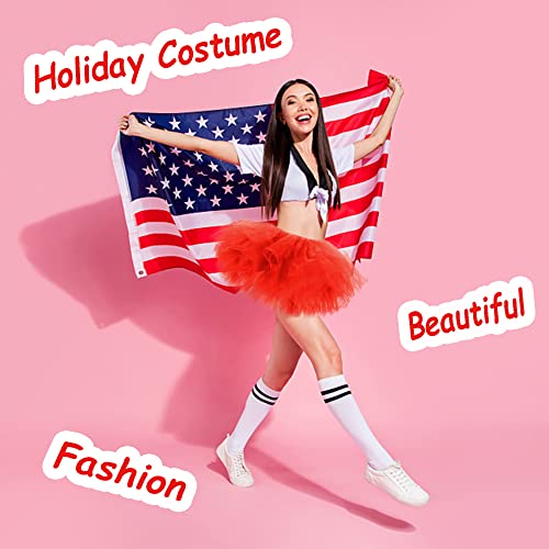 24 Short Red Puffy Tulle Ballet Tutus for Women Adults - 5 Layers Party Costume