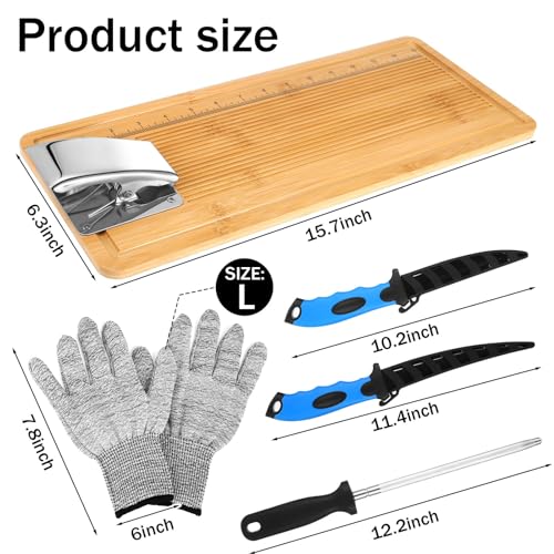 Classic Fish Fillet Board Set with Clamps Knives Gloves and Scale