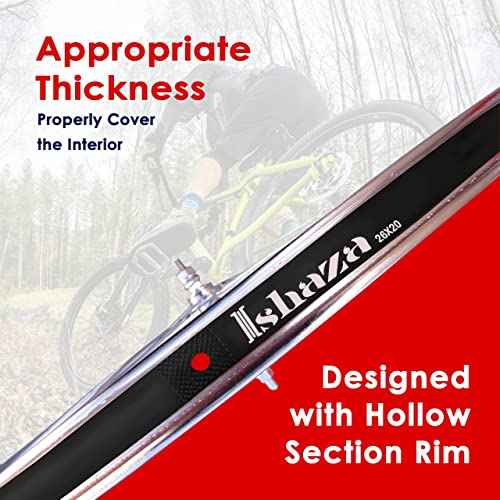 Pack of 2 Bicycle Rim Strip 26" x 20mm ? Red Rim Tape High-Pressure, Puncture & Temperature Resistant Durable Elastic PVC Bike Wheel Liner for Mountain & Road Bicycle (Black, 26Inch x 20mm)
