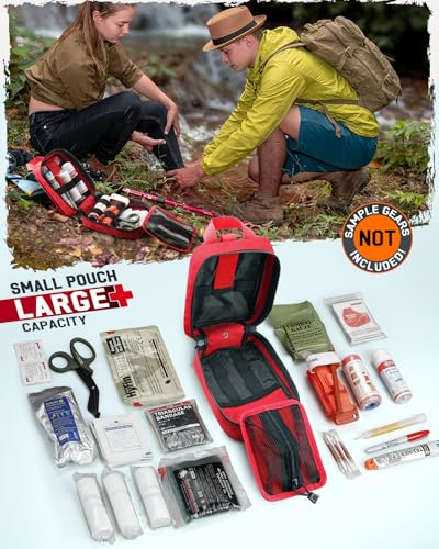 Red 5.7x3.4x7.9 Inch 1000D Nylon First Aid Bag Emergency EMT Pouch