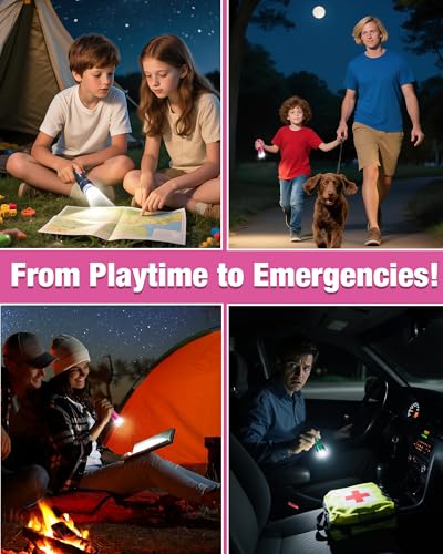 Mini LED Flashlight Set - Pink, Blue, Gray, 3 Modes, Batteries Included
