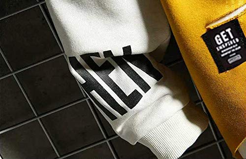 Men's Hoodie Pullover Letter Print Tracksuit Techwear Casual Coat - Large Yellow & Red Black