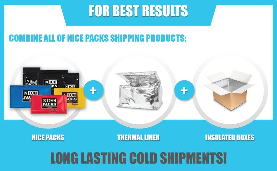 Nice Packs Reusable Dry Ice Packs for Coolers, Lunch Boxes, Frozen Food Shipping - Flexible and Long Lasting (10 Large Sheets)