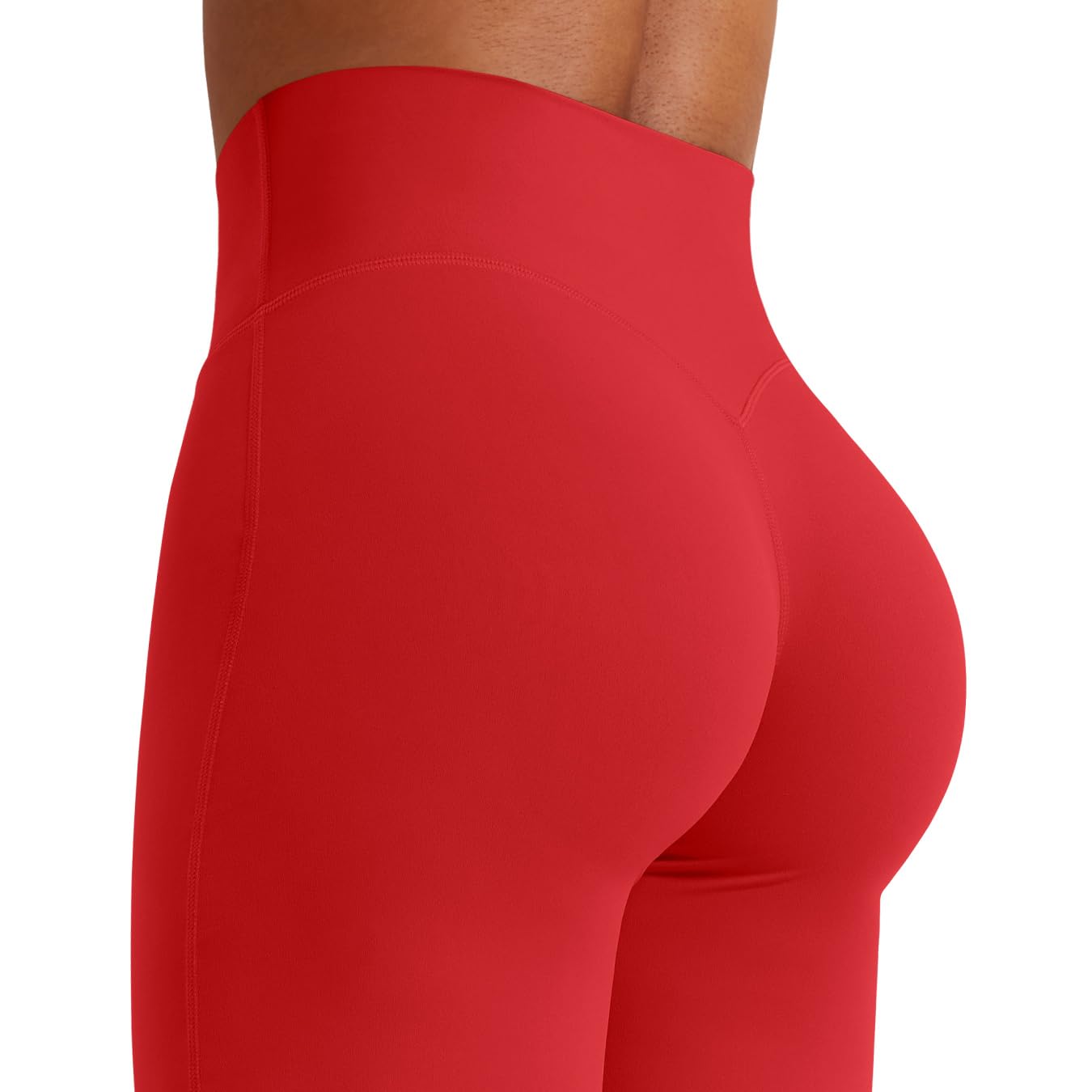 YEOREO Workout Leggings Womens No Front Seam Straight Leggings 33" High Waist Buttery Eddiy Gym Yoga Pants Red M