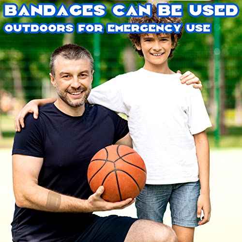 Marsui 60 Pcs Large Adhesive Bandages 2 x 3 Inch Wound Care Supplies Fabric Adhesive Strip Patch Waterproof Fabric Flexible Bandage Wrap Gauze Pads for Skin Care and Protect Wounds