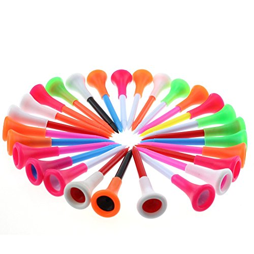 Rubber Cushion Top Plastic Golf Tees 2-3/4 Inch Pack of 50 - Mixed Colors