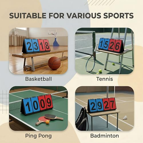ShYeenei Portable Sports Scoreboard Black with Large Flip Numbers, Manual Score Keeper for Basketball Volleyball Baseball