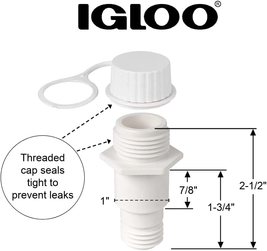 Igloo Replacement Drain Plug Set - Threaded Design (2-Pack) for Coolers