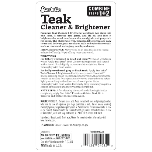 Star Brite Teak Cleaner & Brightener 32oz - Weathered Wood Restoration - Variation of THIS listing