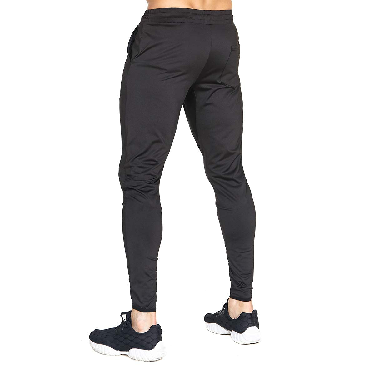 BROKIG Mens Lightweight Gym Jogger Pants,Men's Workout Sweatpants with Zip Pocket(Black,Large)
