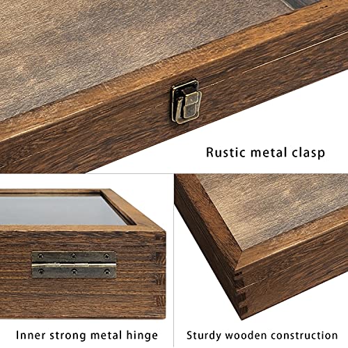 Wood Jewelry Display Case with Tempered Glass Top - Brown, 2.75 Inch High