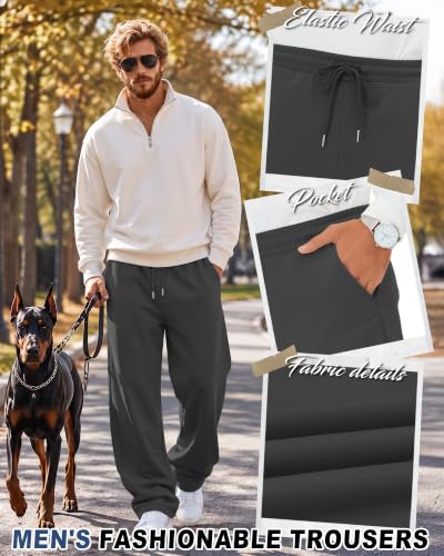 Neer Men's Wide Leg Sweatpants 3 Pack - Small Black Gray & Light Grey
